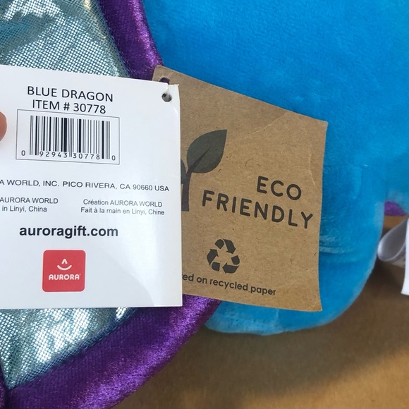 NWT Aurora Legendary Friends Blue and Purple Dragon Plush Toy. - Picture 6 of 8